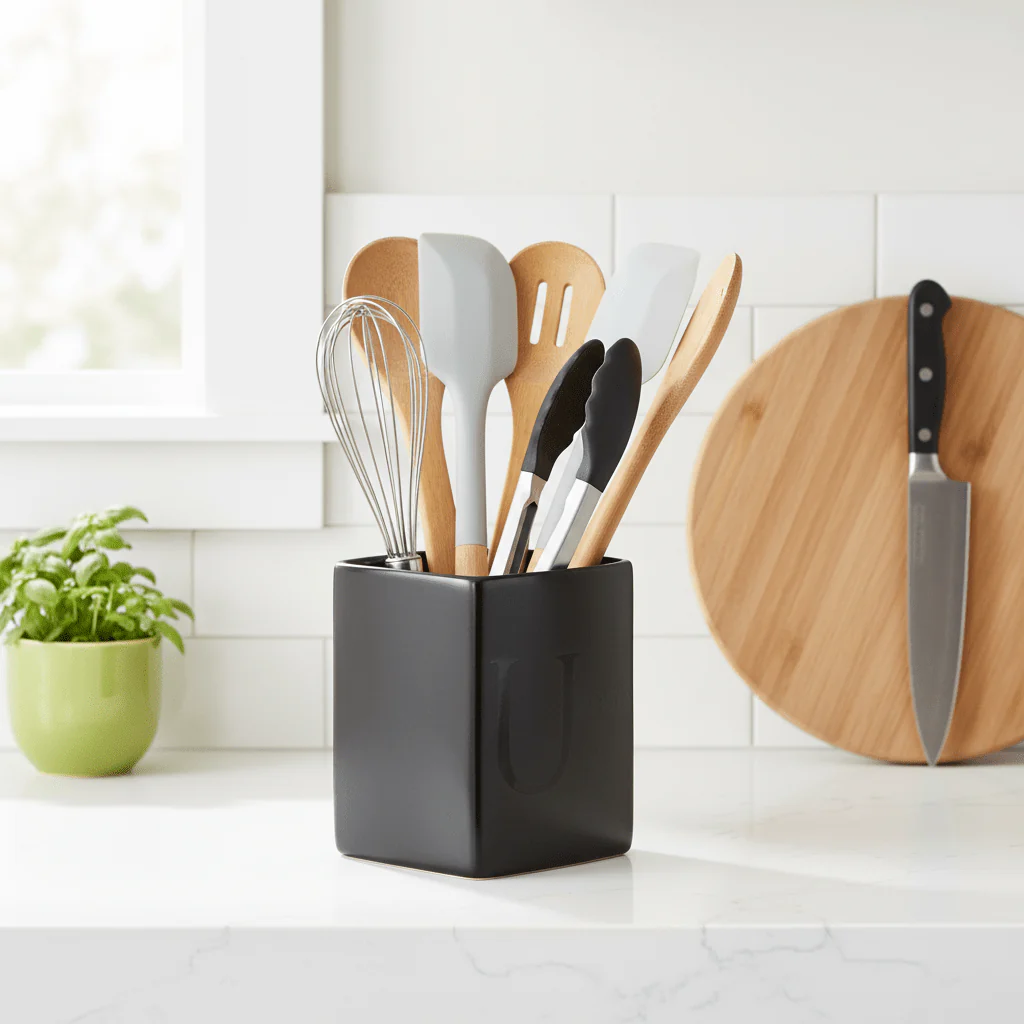 Black Text Utensil Holder - Image 4