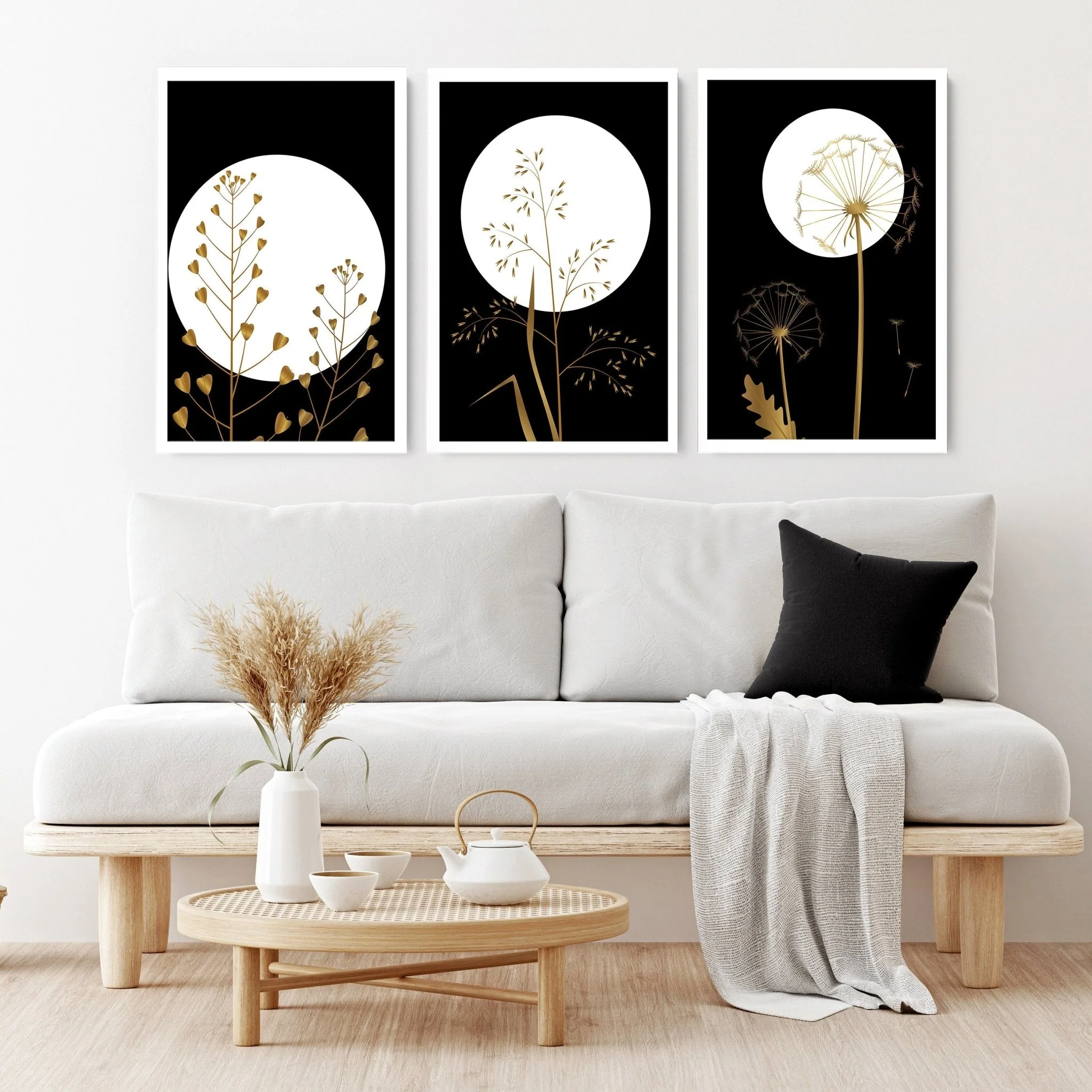 Black wall art for living room | set of 3 wall art prints - Image 3