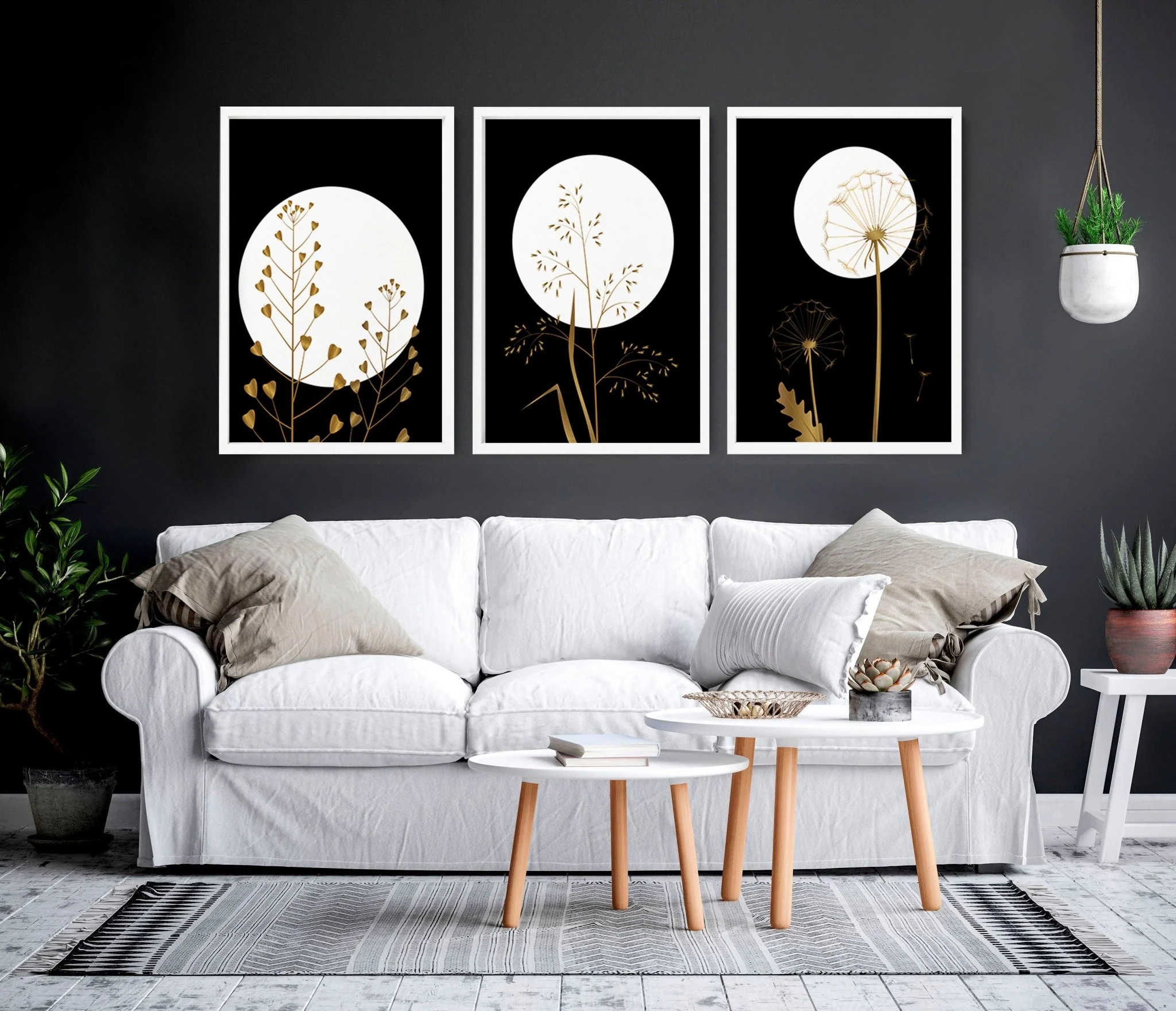 Black wall art for living room | set of 3 wall art prints - Image 7