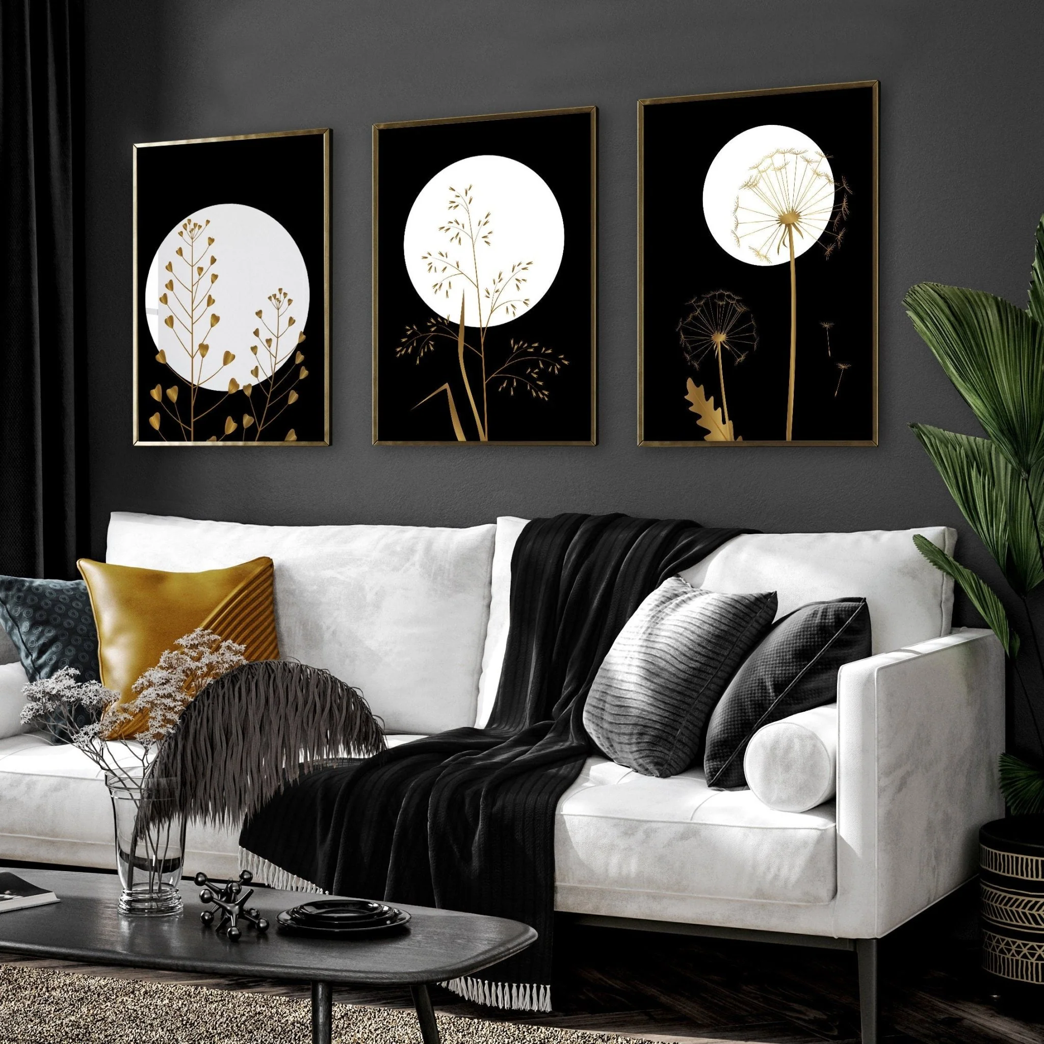 Black wall art for living room | set of 3 wall art prints - Image 8