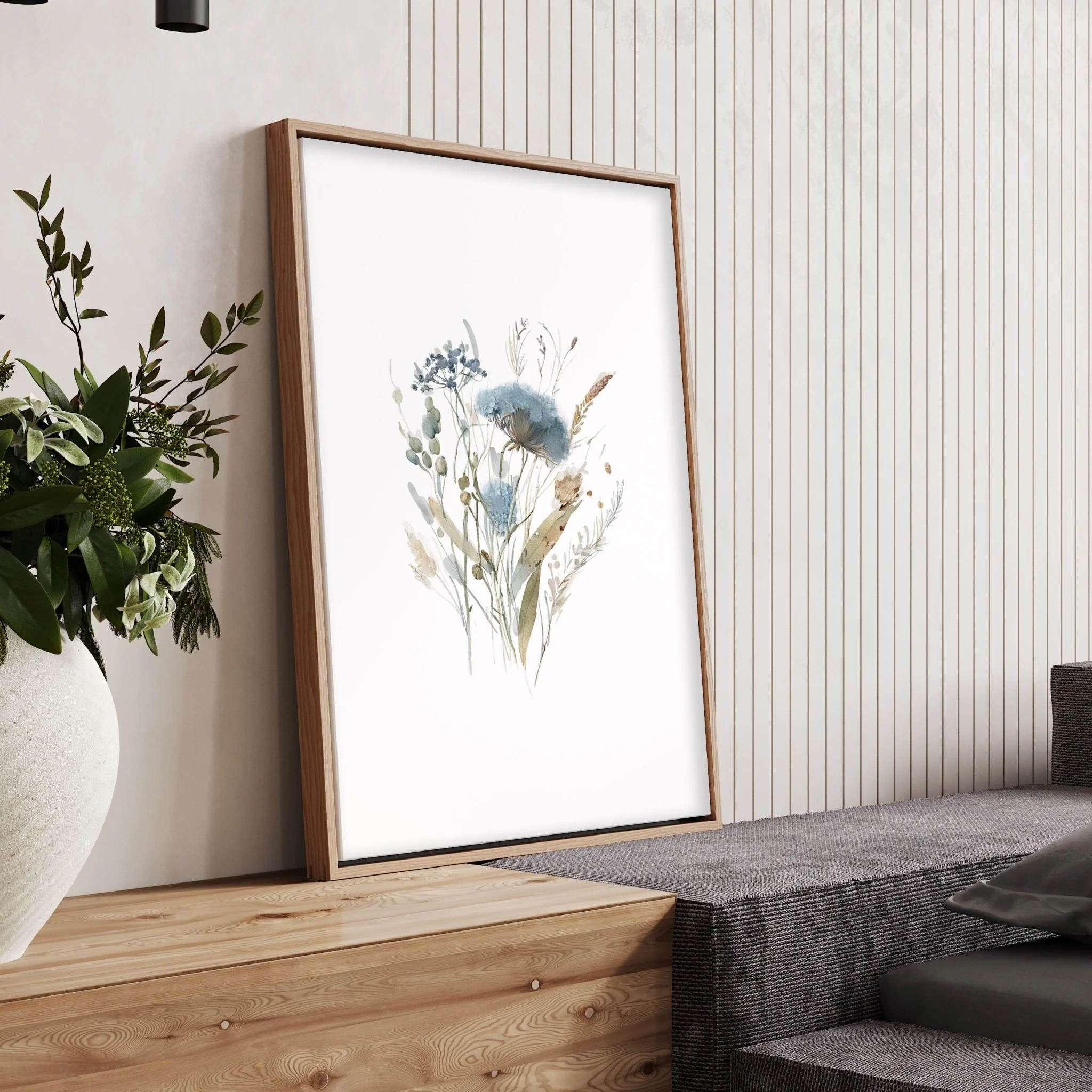 Blue Color Wall Art | Set of 3 Botanical Wall art Prints - Image 10