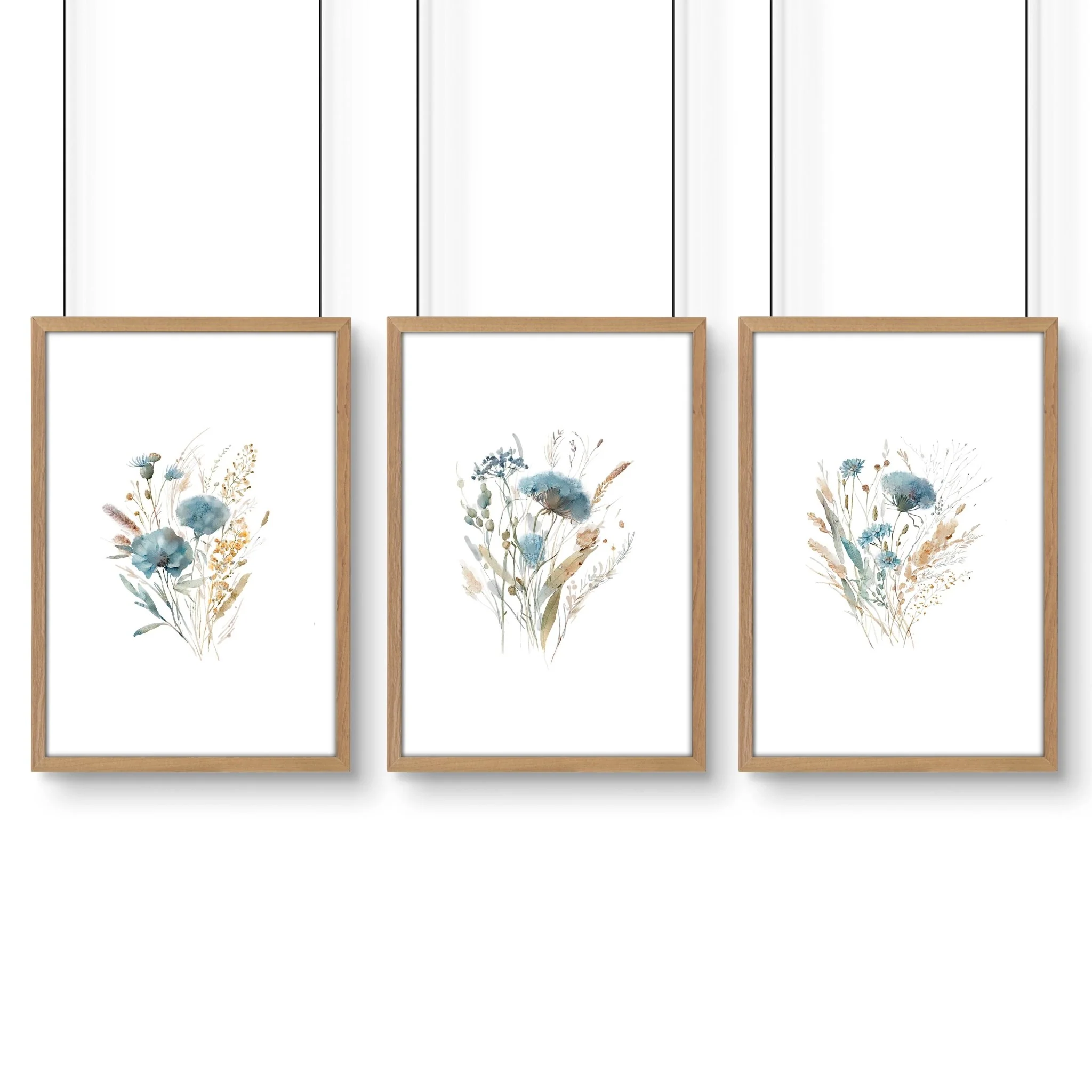 Blue Color Wall Art | Set of 3 Botanical Wall art Prints - Image 15