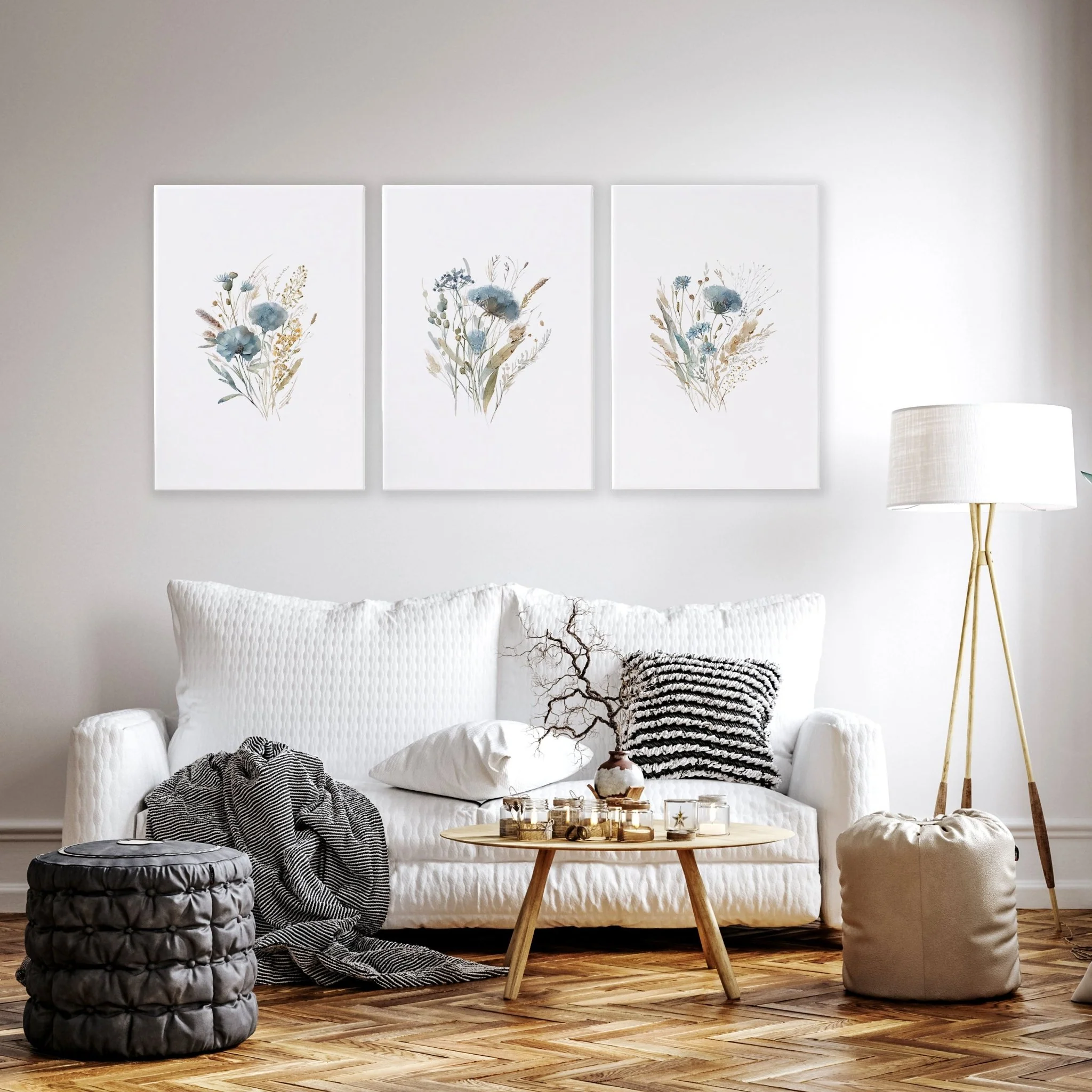 Blue Color Wall Art | Set of 3 Botanical Wall art Prints - Image 4
