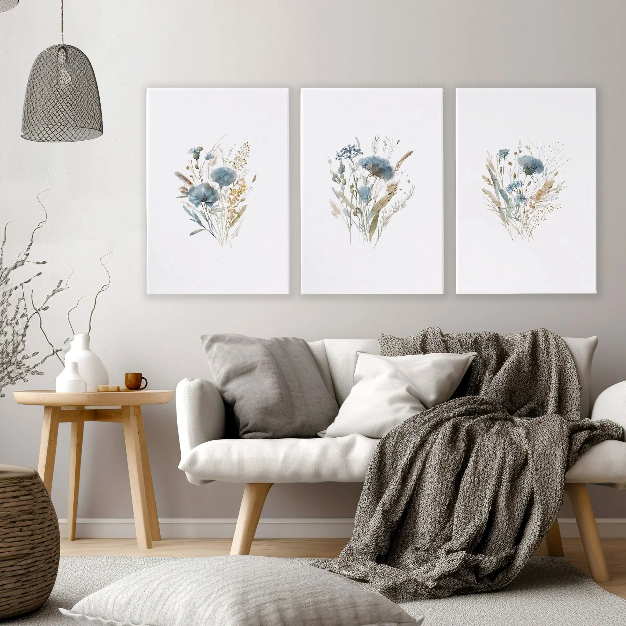 Blue Color Wall Art | Set of 3 Botanical Wall art Prints - Image 8