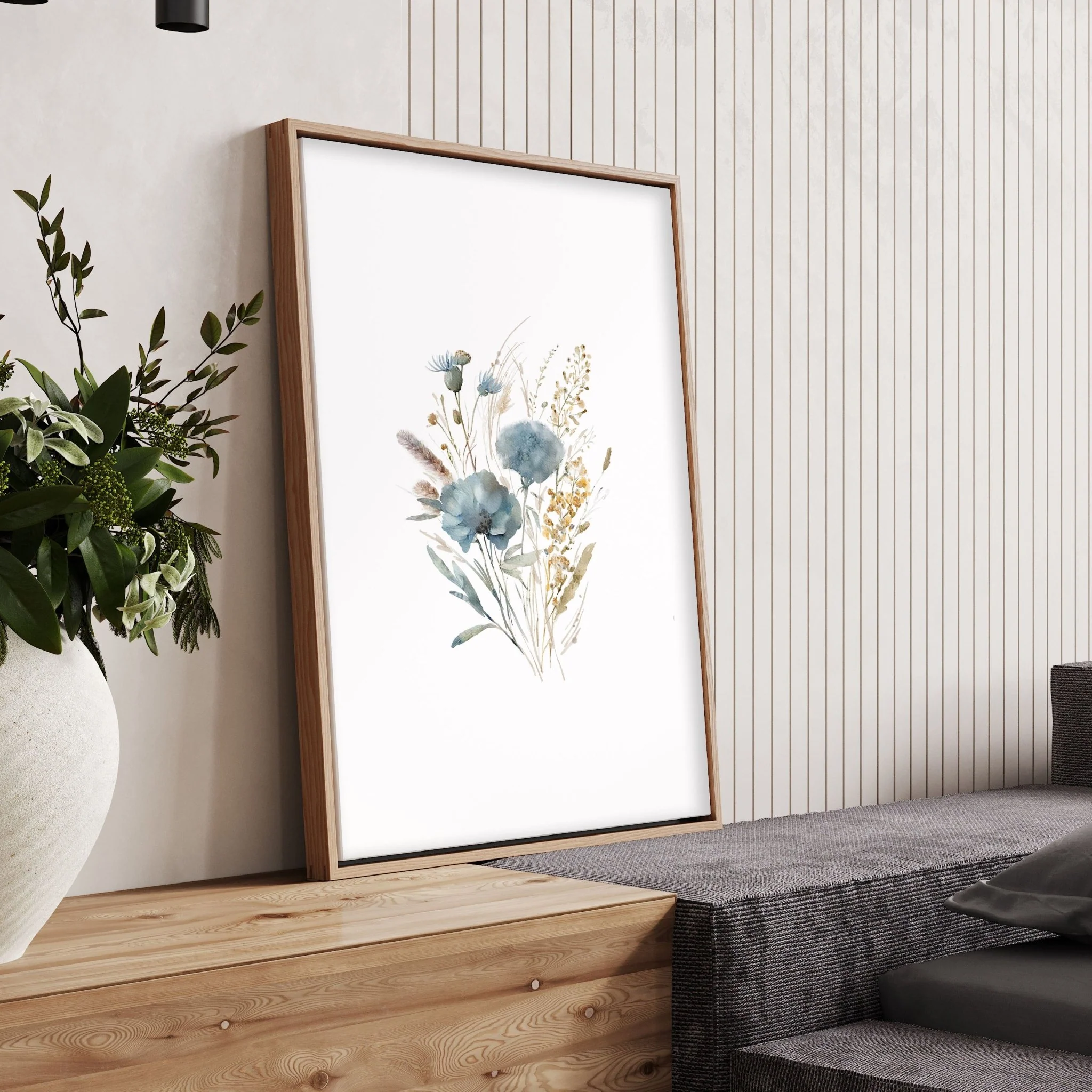 Blue Color Wall Art | Set of 3 Botanical Wall art Prints - Image 9