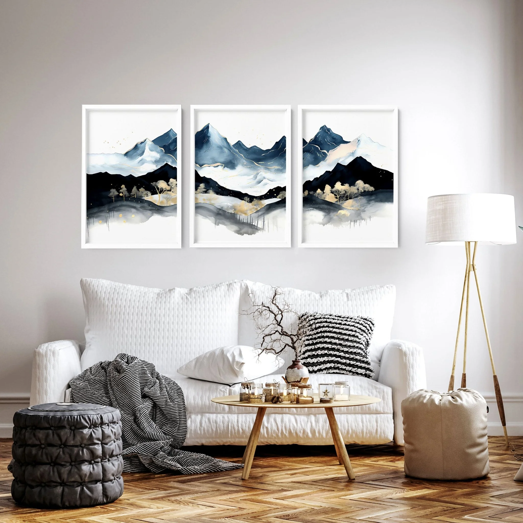 Blue Living Room Wall Art | Set of 3 wall art prints - Image 5