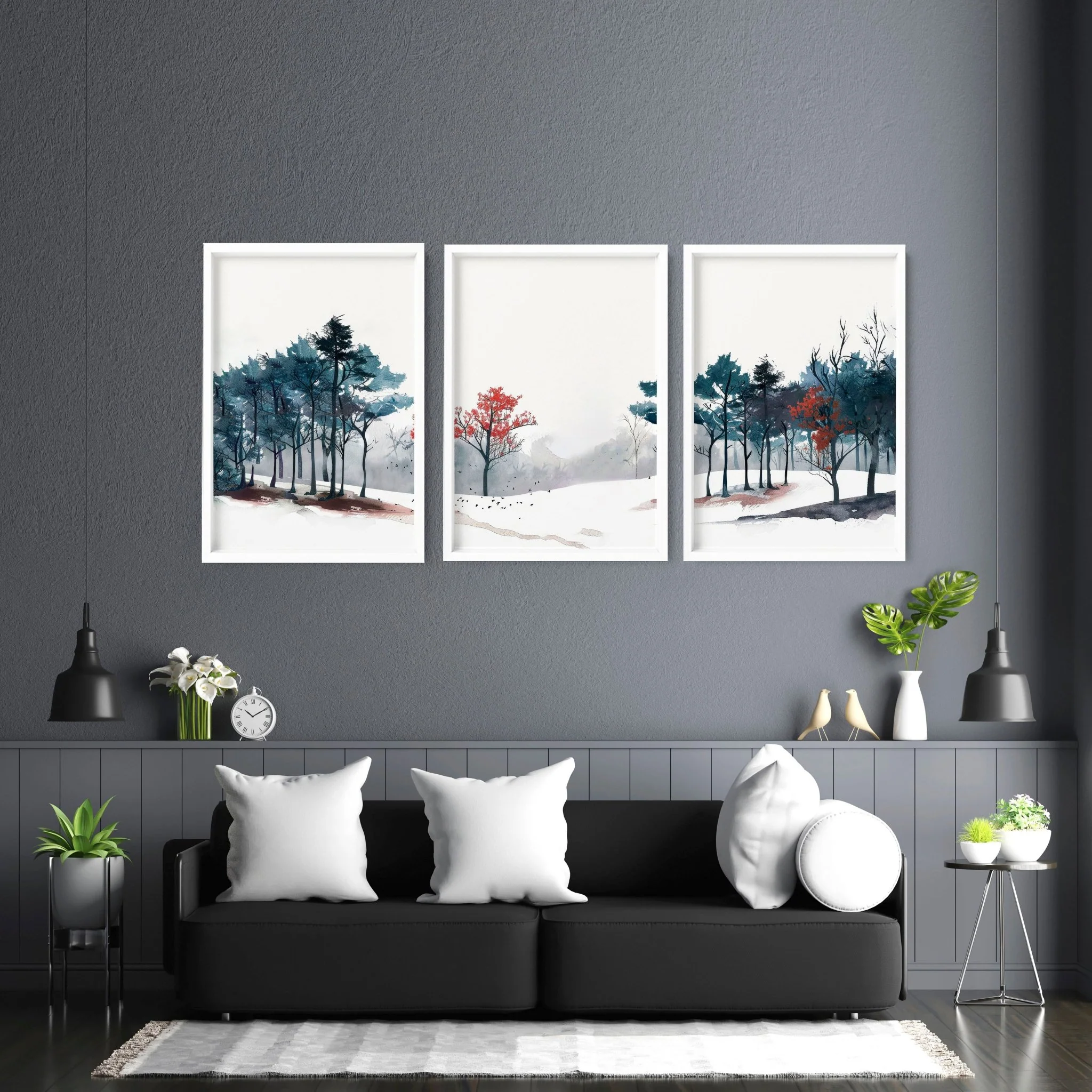 Blue Wall Art For Living Room | Set of 3 wall art prints - Image 6