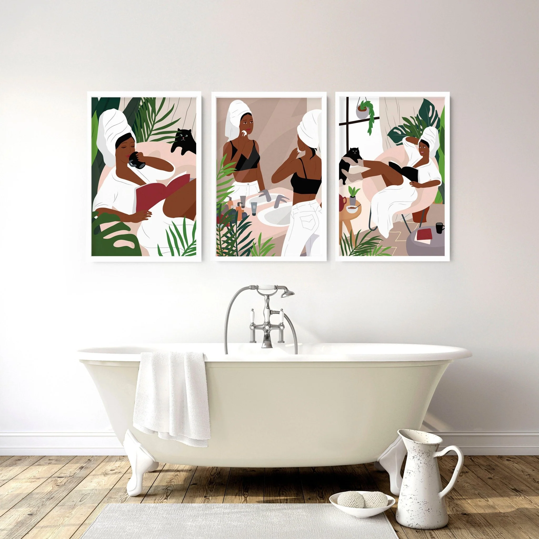 Bathroom art for walls | set of 3 Bohemian wall art - Image 6