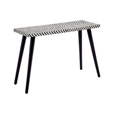Boho Black and White Wooden Console Table - Image 5
