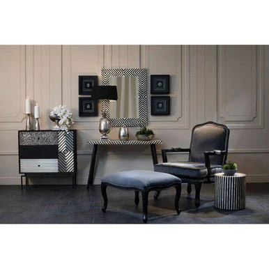 Boho Black and White Wooden Console Table - Image 7