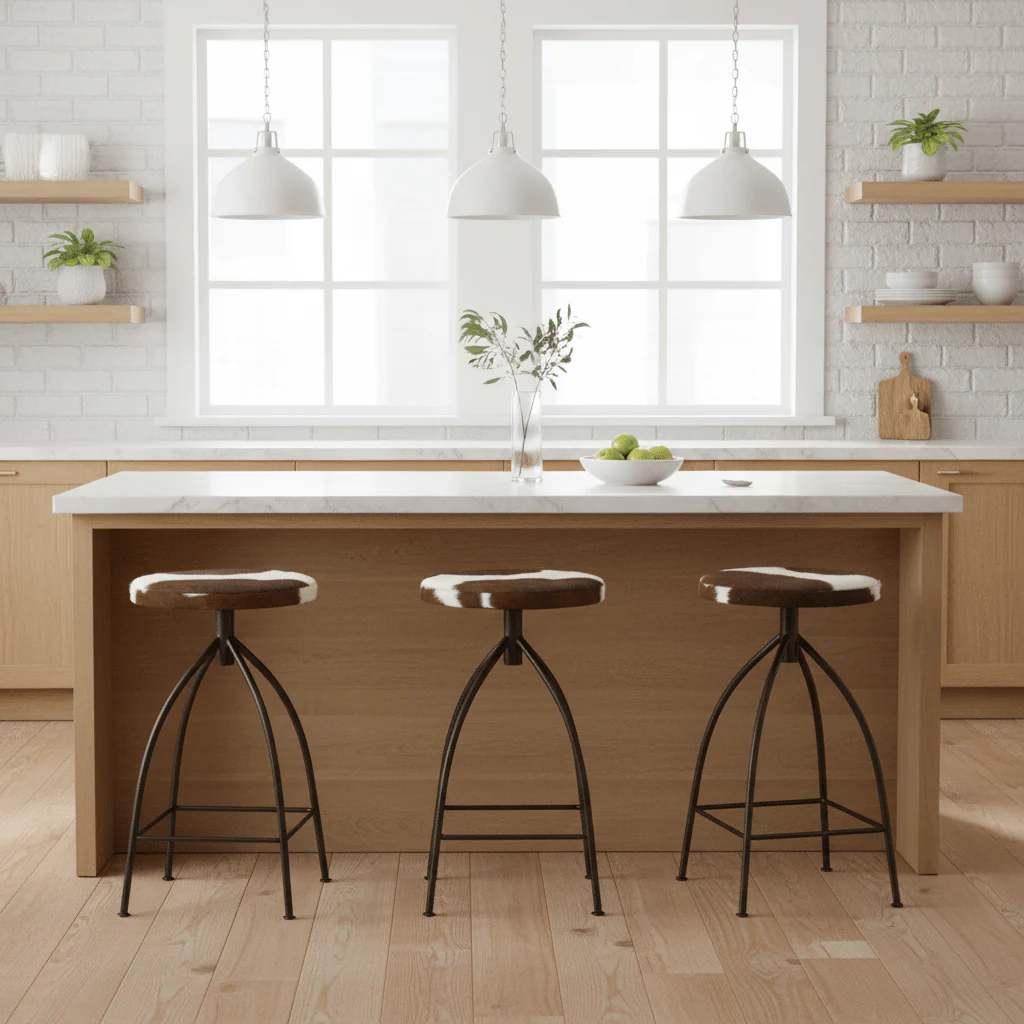 Boho Cowhide Bar Stool - Image 3