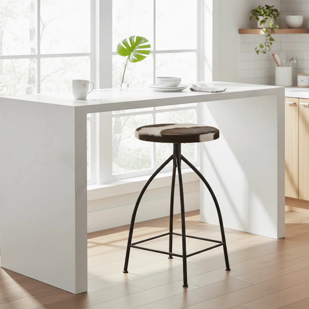 Boho Cowhide Bar Stool - Image 4