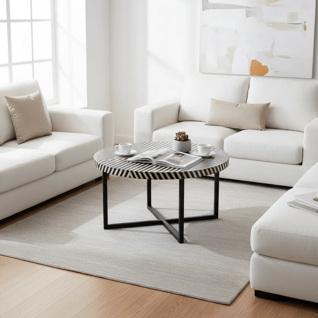 Boho Cross Base Coffee Table - Image 4