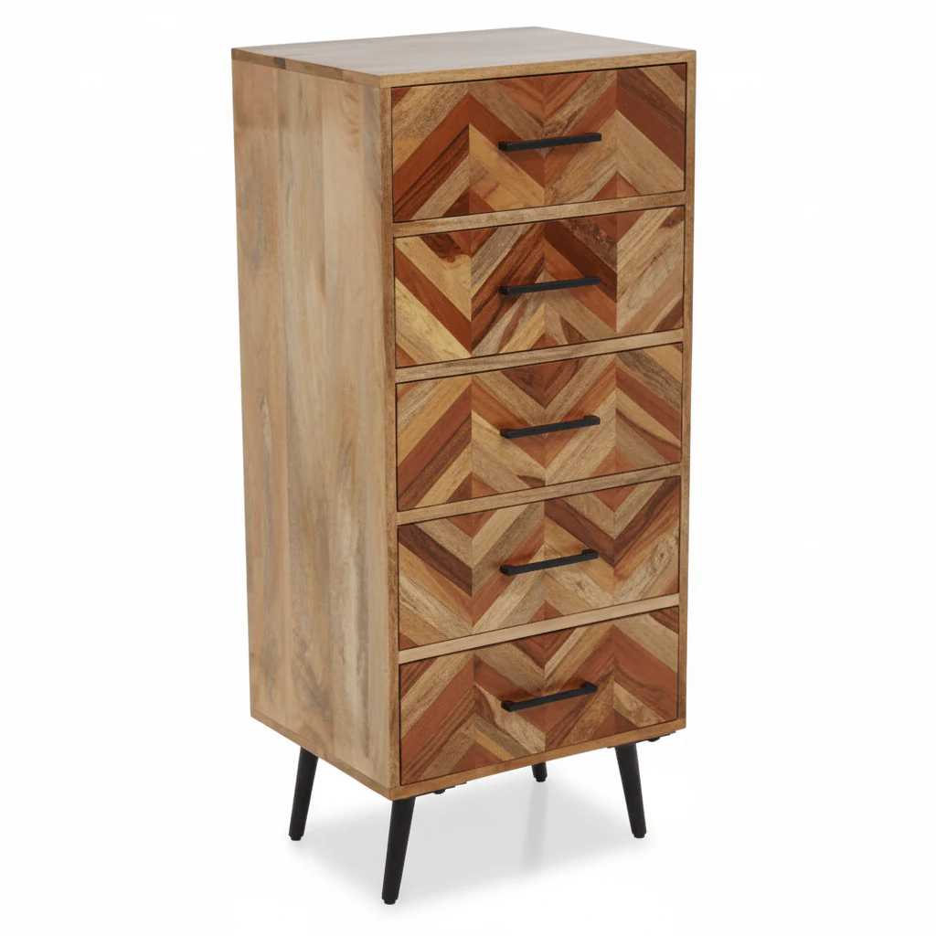 Boho Five Drawer Mango Wood Chest