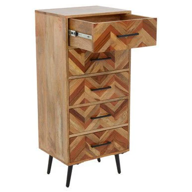 Boho Five Drawer Mango Wood Chest - Image 6