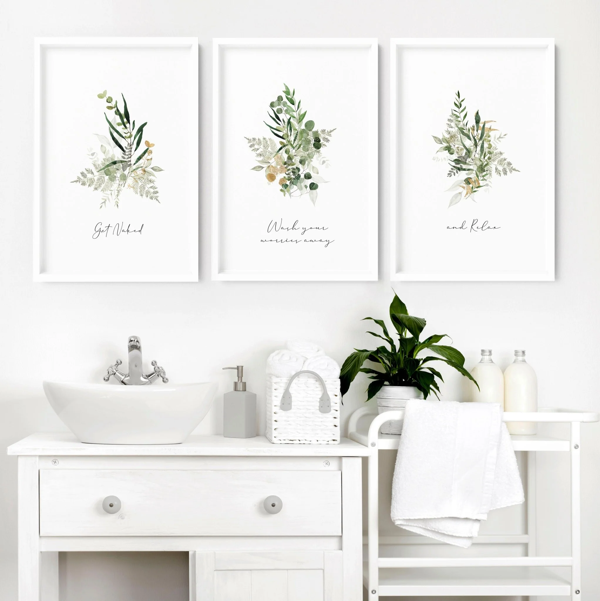 Bathroom prints for wall | set of 3 Boho Greenery wall art - Image 5