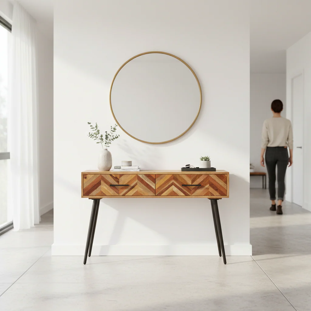 Boho Two Drawer Mango Wood Console Table - Image 2