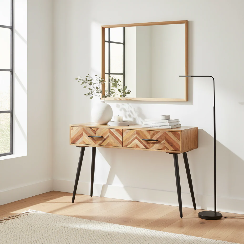 Boho Two Drawer Mango Wood Console Table - Image 3