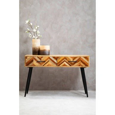 Boho Two Drawer Mango Wood Console Table - Image 6