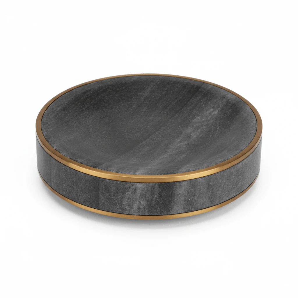 Bosco Grey Marble and Gold Soap Dish