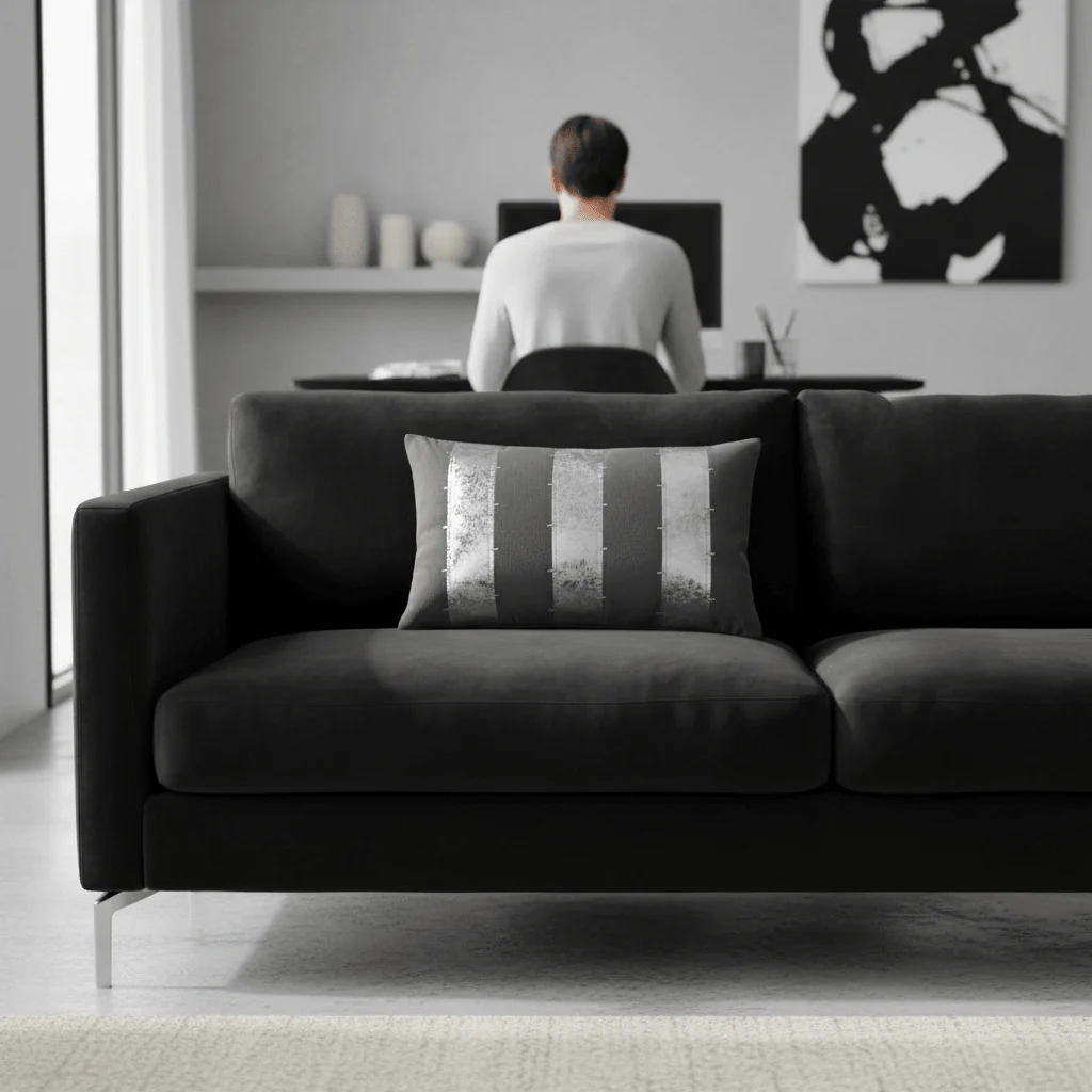 Bosie Kensington Townhouse Grey and Silver Cushion - Image 5