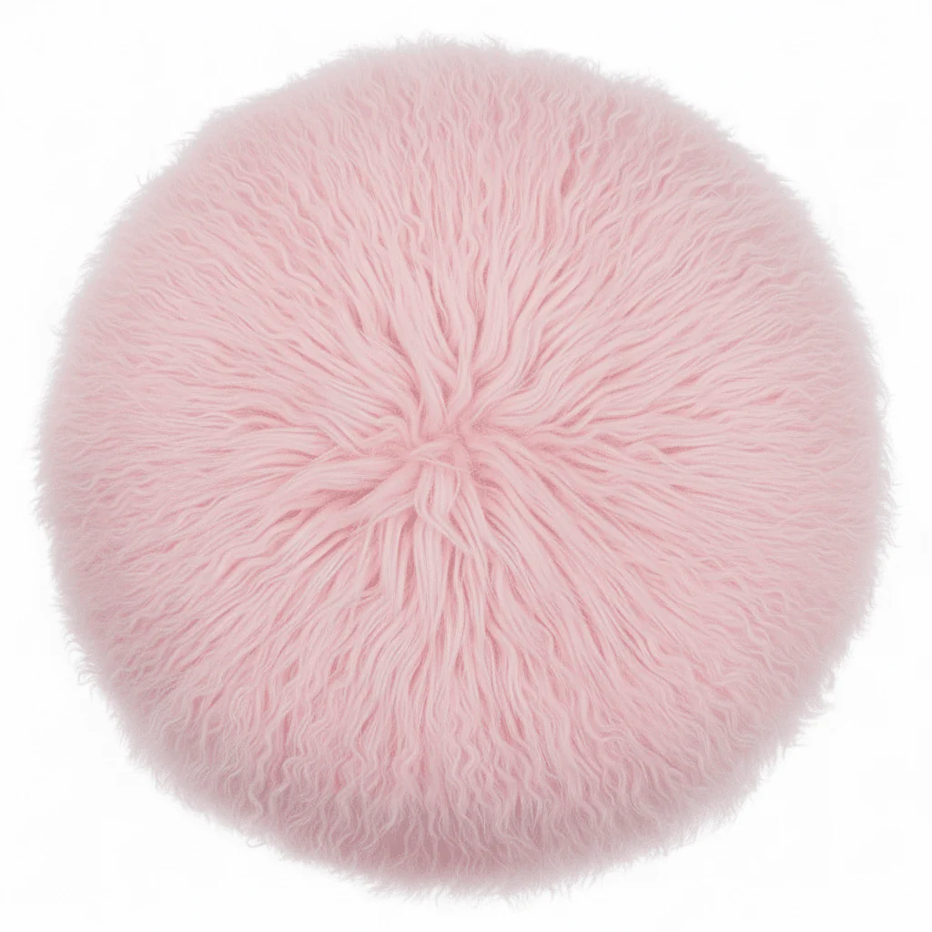 Bosie Mongolian Fur Pink Round Cushion