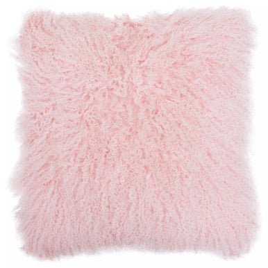 Bosie Mongolian Fur Pink Square Cushion - Image 4