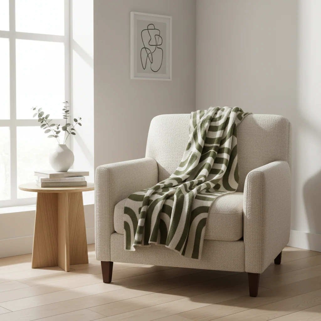Bosie Ozella Natural And Green Throw - Image 3