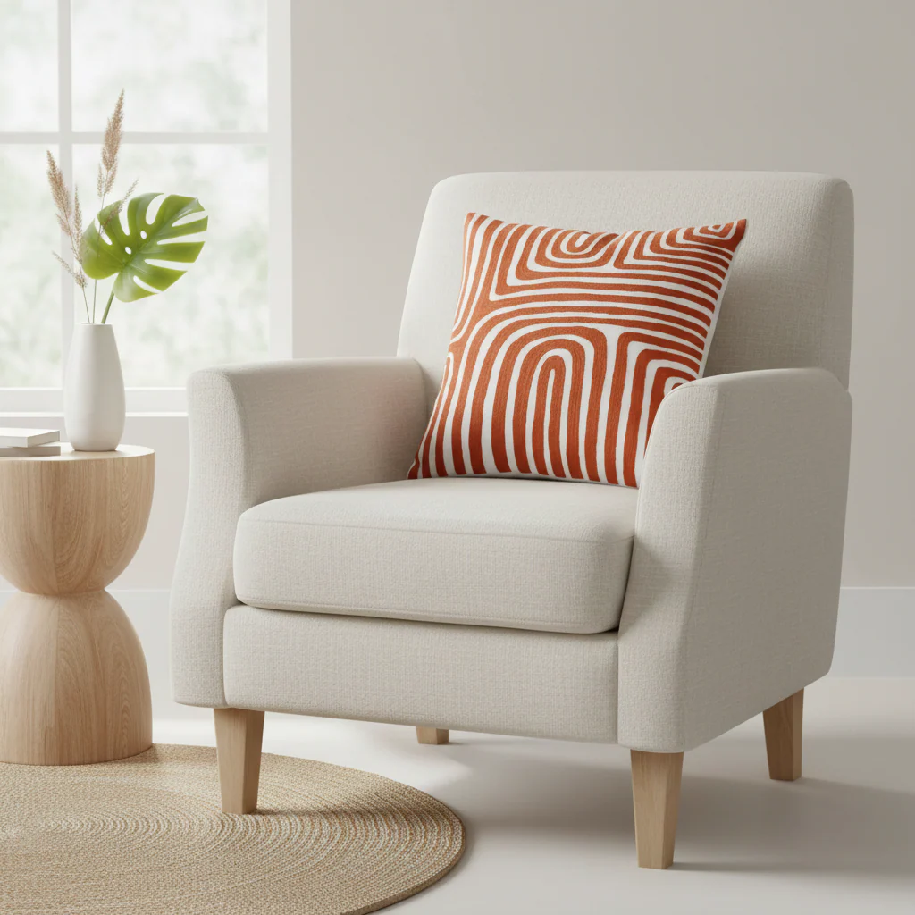 Bosie Ozella Rust And White Cushion - Image 3