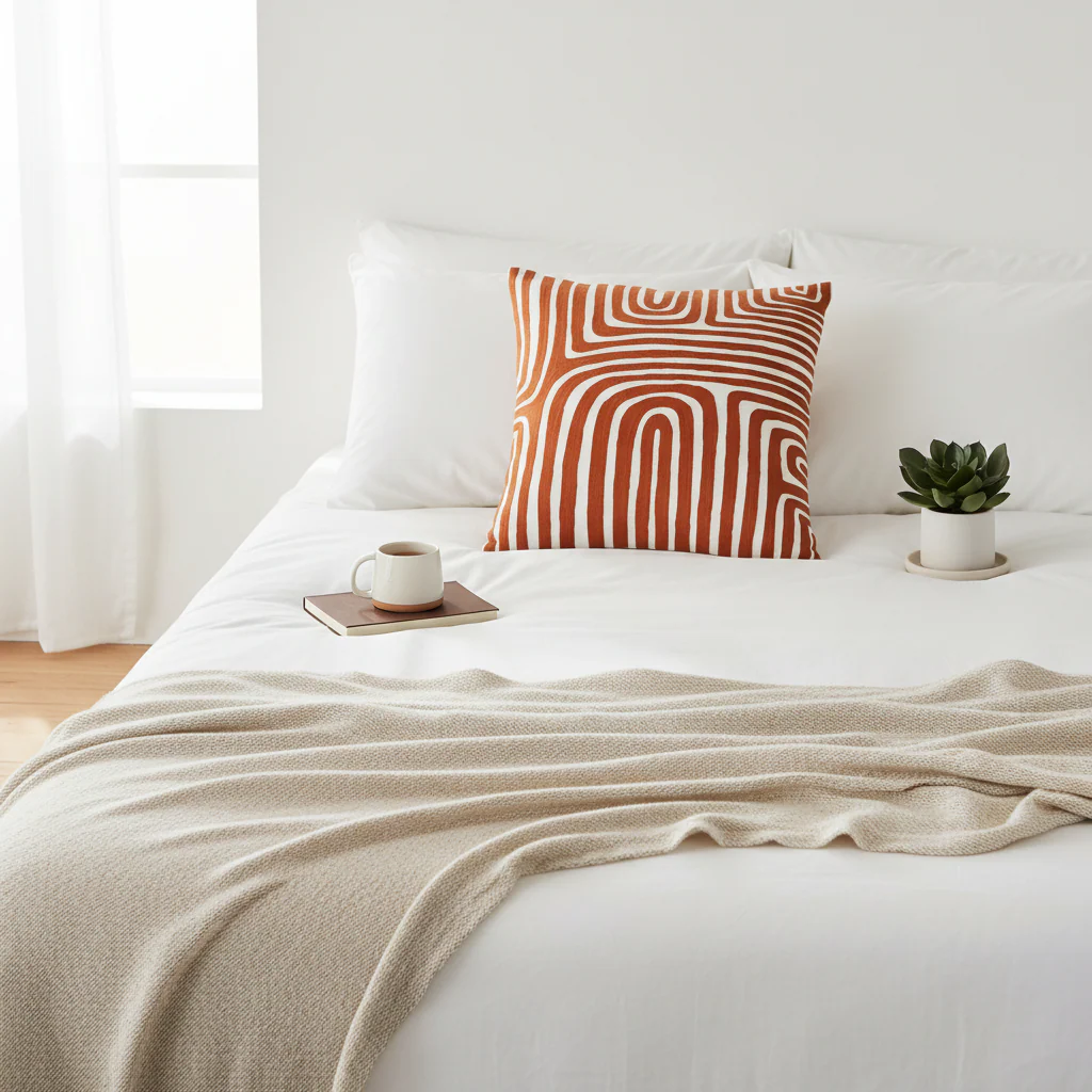 Bosie Ozella Rust And White Cushion - Image 4