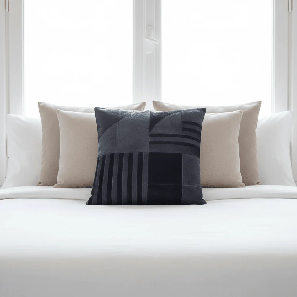 Bosie Safira Black And Grey Hair on Leather Cushion - Image 4