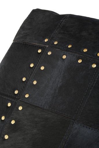 Bosie Safira Black Hair on Leather Patchwork Cushion - Image 10
