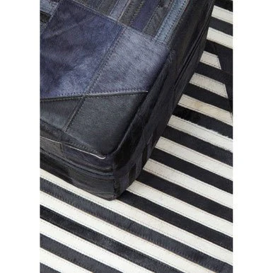 Bosie Safira Large Black And White Hair on Leather Rug - Image 7