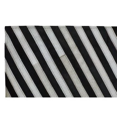 Bosie Safira Large Black And White Hair on Leather Rug - Image 8