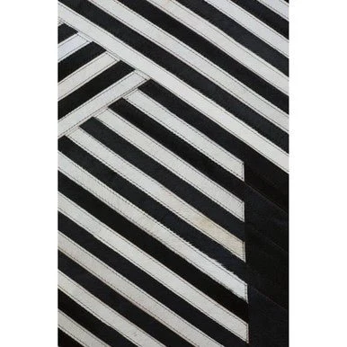 Bosie Safira Large Black And White Hair on Leather Rug - Image 9