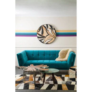 Bosie Safira Large Geometric Striped Hair on Leather Patchwork Rug - Image 5