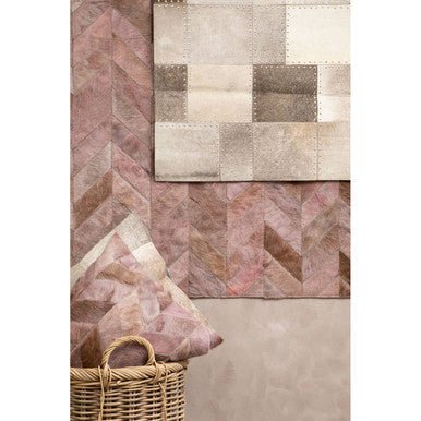 Bosie Safira Large Grey Hair on Leather Patchwork Rug - Image 6