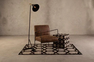 Bosie Safira Large Grey Rug with Black Hair on Leather - Image 6