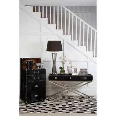 Bosie Safira Large Hair on Leather Hexagon Patchwork Rug - Image 8