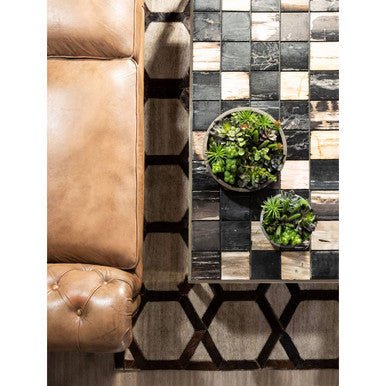 Bosie Safira Small Grey Rug with Black Hair on Leather - Image 4