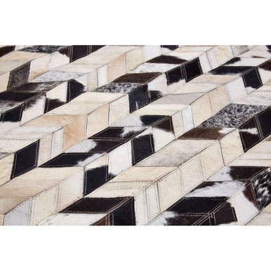 Bosie Safira Small Hair on Leather Chevron Patchwork Rug - Image 3