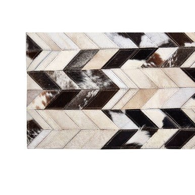 Bosie Safira Small Hair on Leather Chevron Patchwork Rug - Image 4