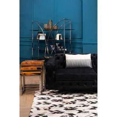 Bosie Safira Small Hair on Leather Chevron Patchwork Rug - Image 5