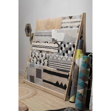 Bosie Safira Small Hair on Leather Chevron Patchwork Rug - Image 6
