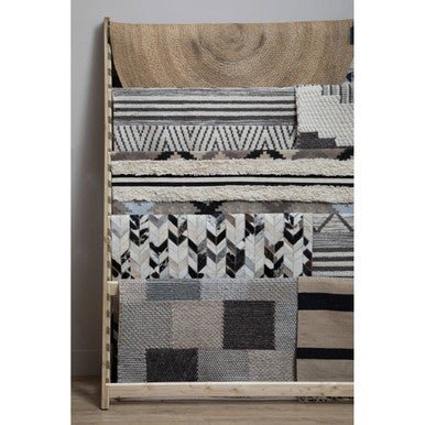 Bosie Safira Small Hair on Leather Chevron Patchwork Rug - Image 7