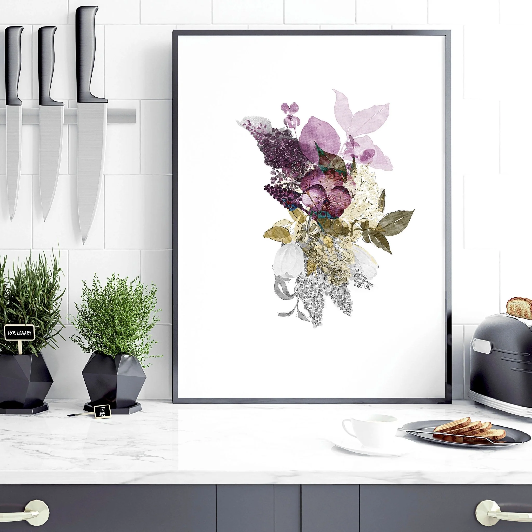 Art for kitchen walls | set of 3 Botanical Art prints - Image 5
