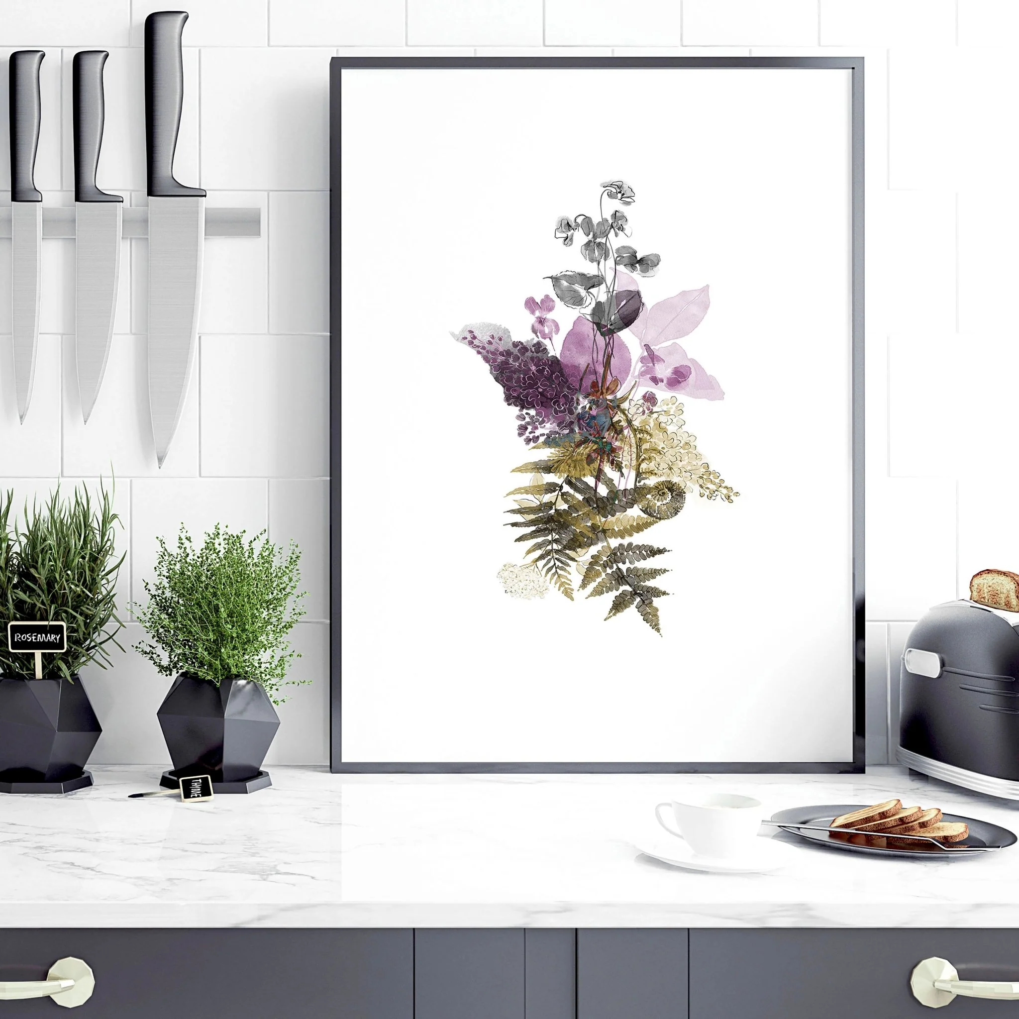 Art for kitchen walls | set of 3 Botanical Art prints - Image 6