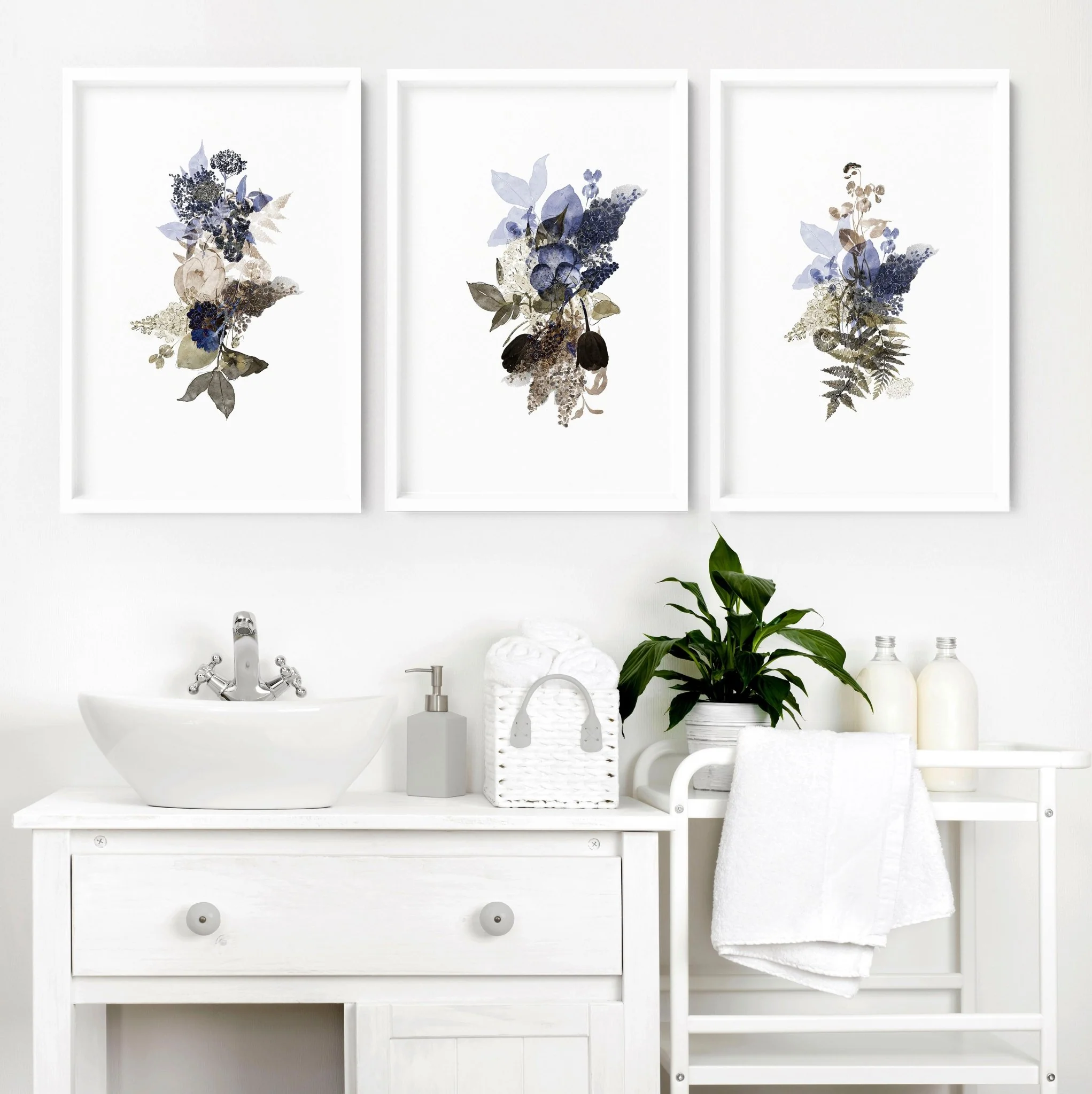 Bathroom art framed | set of 3 Botanical wall prints - Image 2