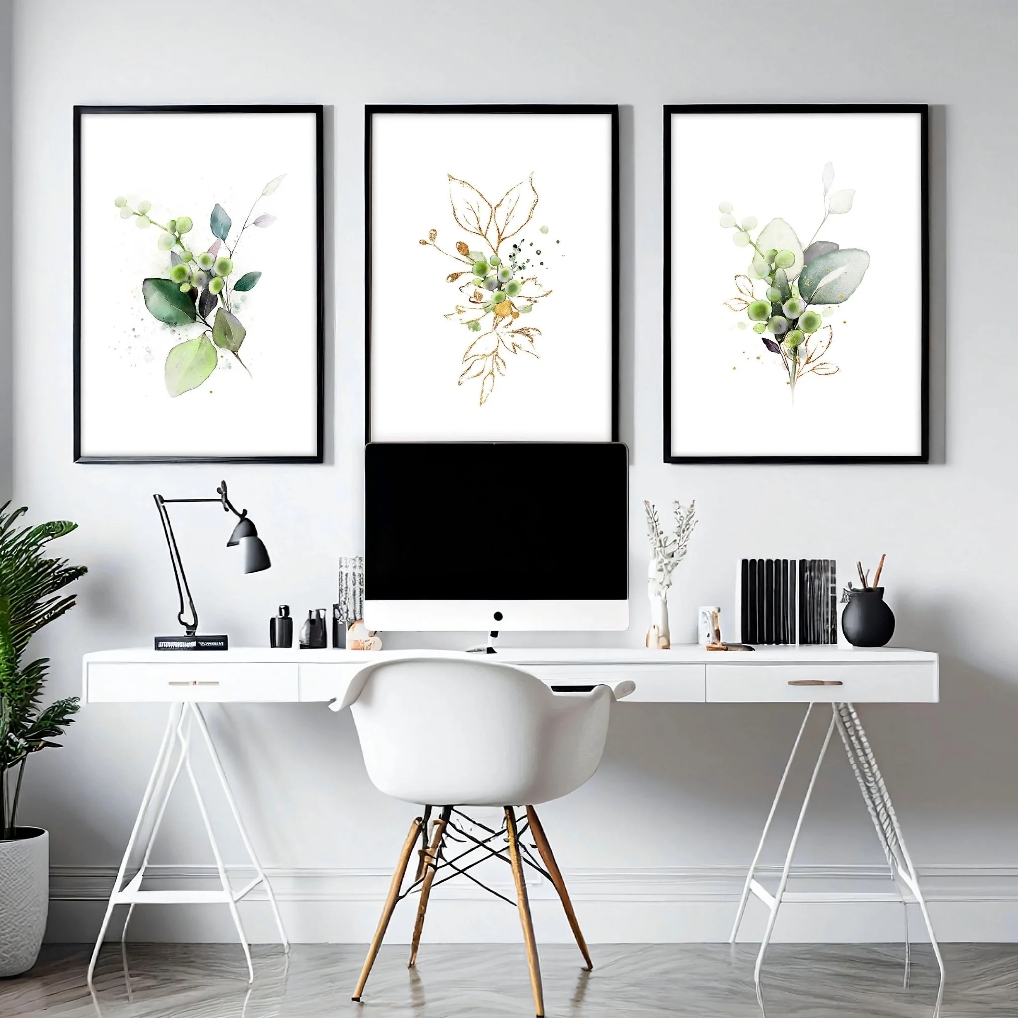 Botanical print framed | set of 3 wall art for home office decor - Image 2