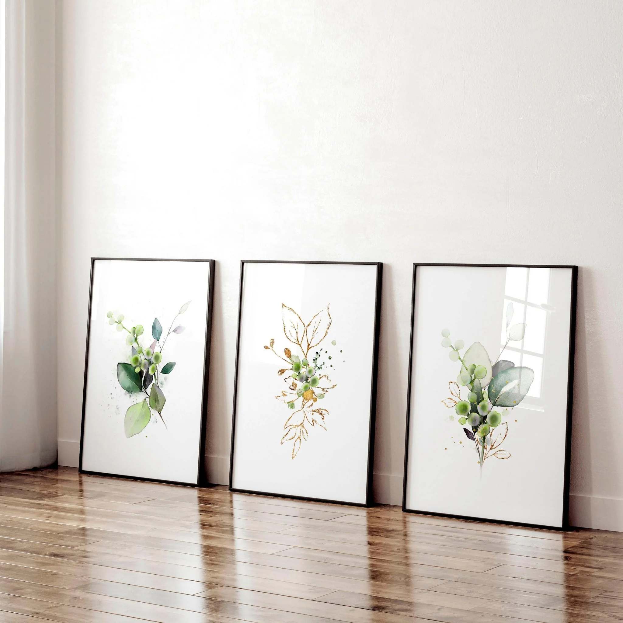 Botanical print framed | set of 3 wall art for home office decor - Image 3